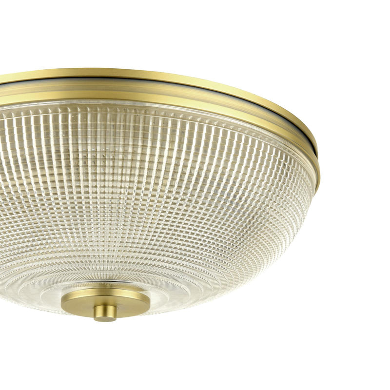 Laura Ashley Langdon 2 Light Bathroom Ceiling Light Matt Antique Brass and Textured Glass IP44 • LA3756717-Q