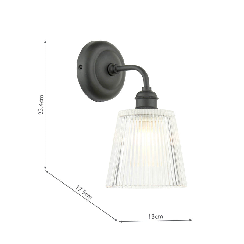 Laura Ashley Callaghan Outdoor Wall Light Matt Black and Ribbed Glass IP44 • LA3756719-Q