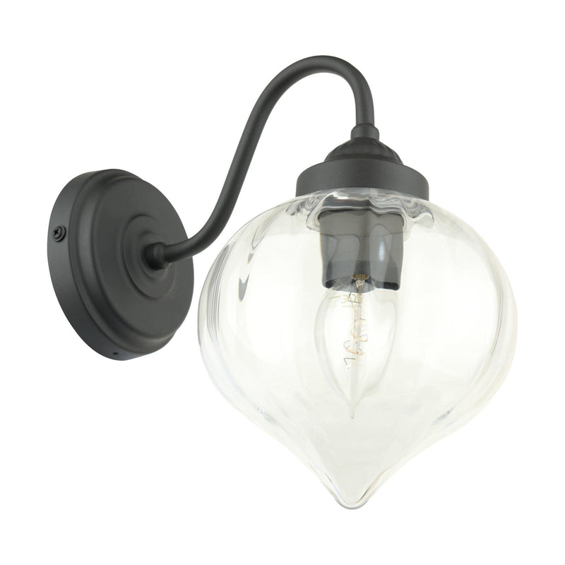 Laura Ashley Whitham Outdoor Wall Light Matt Black and Ribbed Glass IP44 • LA3756721-Q