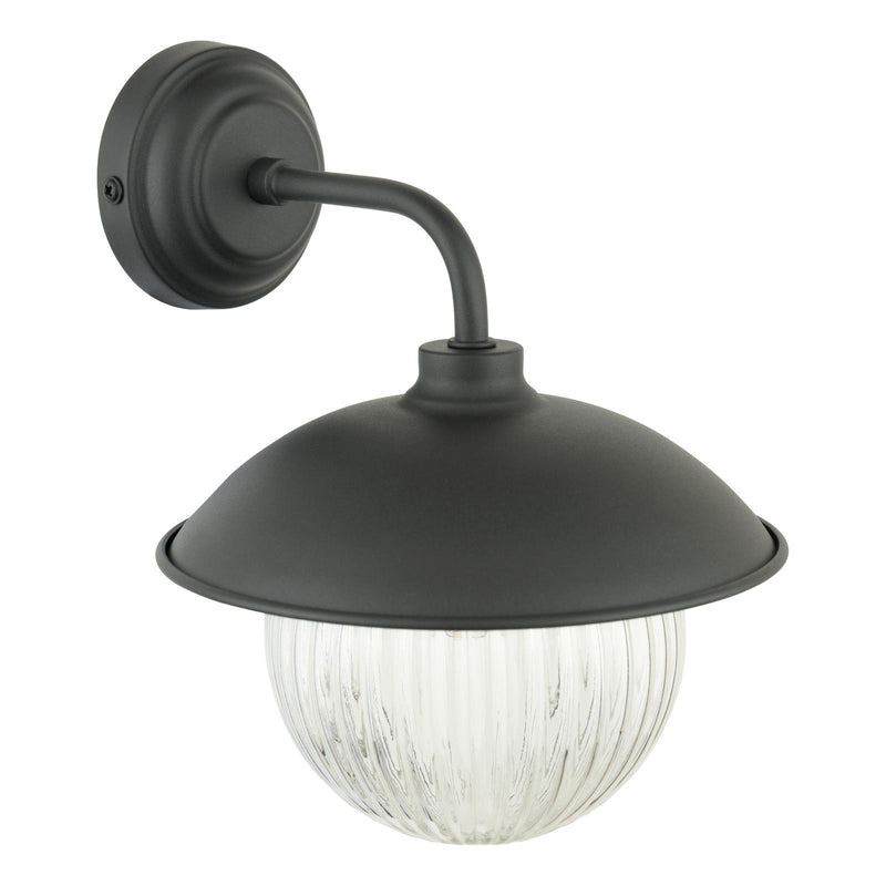 Laura Ashley Hatton Outdoor Wall Light Matt Black and Ribbed Glass IP44 • LA3756722-Q