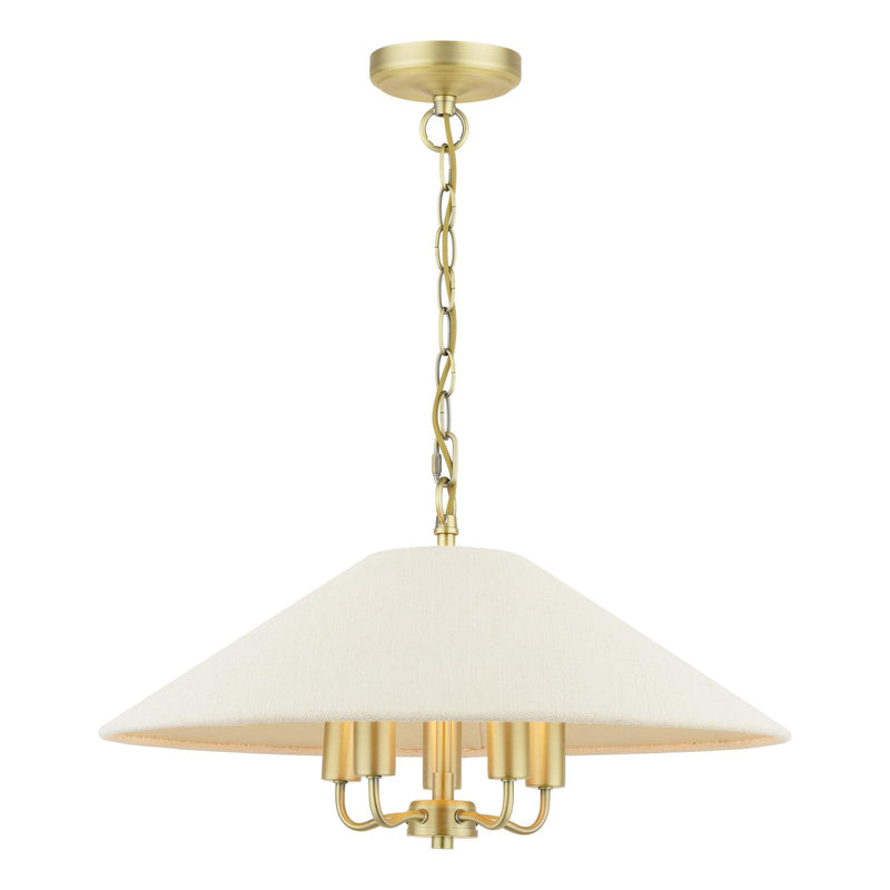 Laura Ashley Harland 5 Light Pendant Matt Antique Brass With Shade • LA3756723-Q