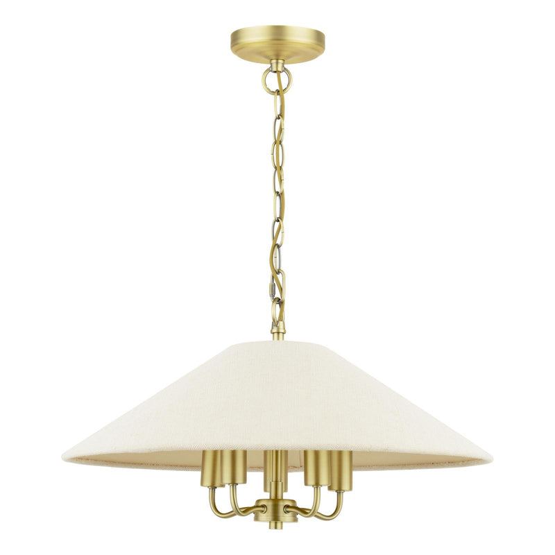 Laura Ashley Harland 5 Light Pendant Matt Antique Brass With Shade • LA3756723-Q