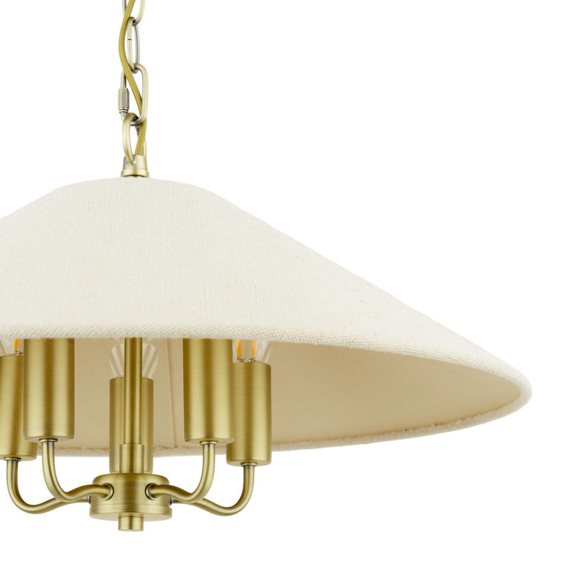 Laura Ashley Harland 5 Light Pendant Matt Antique Brass With Shade • LA3756723-Q