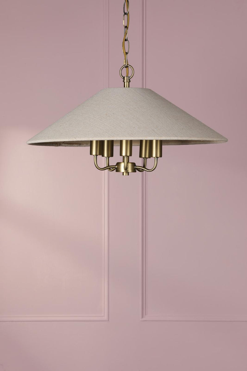 Laura Ashley Harland 5 Light Pendant Matt Antique Brass With Shade • LA3756723-Q