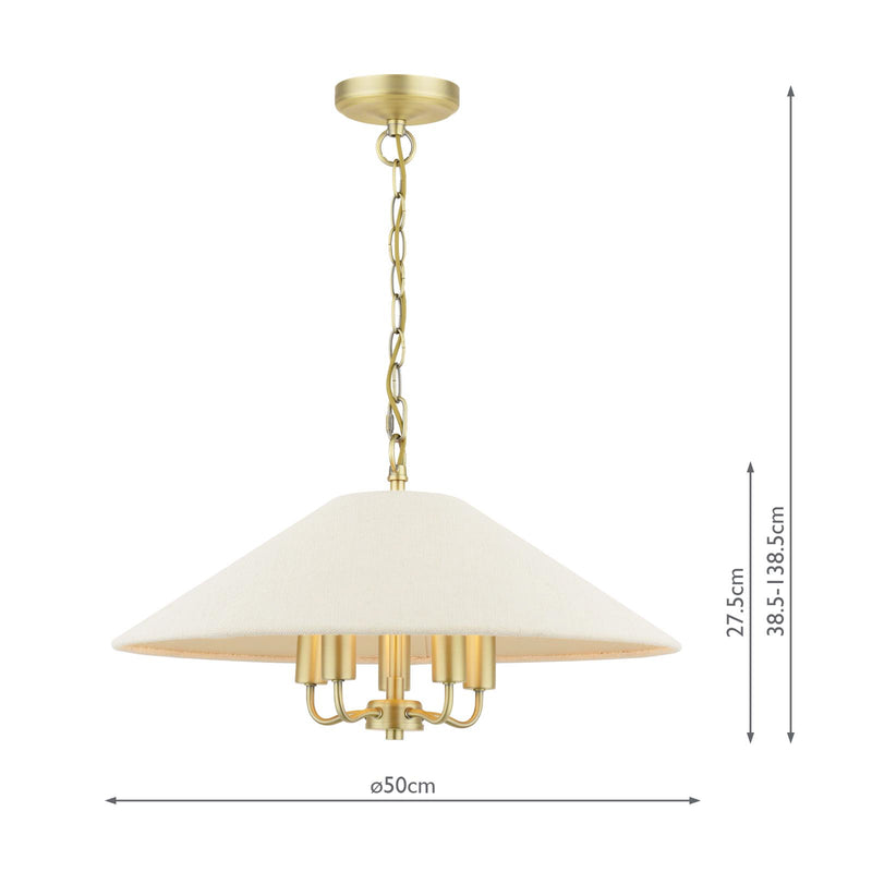Laura Ashley Harland 5 Light Pendant Matt Antique Brass With Shade • LA3756723-Q