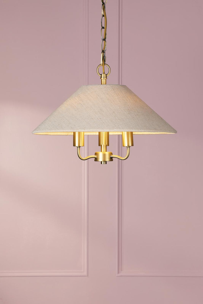 Laura Ashley Harland 3 Light Pendant Matt Antique Brass With Shade • LA3756724-Q