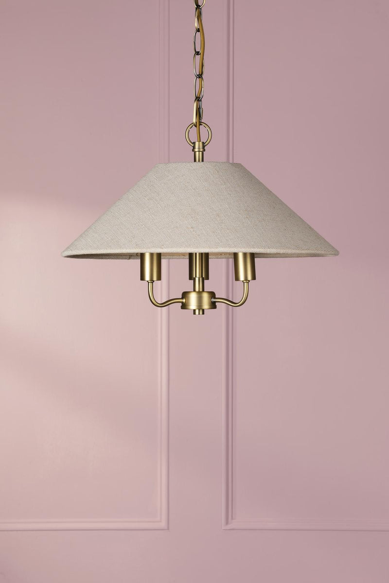 Laura Ashley Harland 3 Light Pendant Matt Antique Brass With Shade • LA3756724-Q