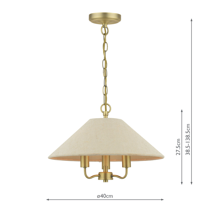 Laura Ashley Harland 3 Light Pendant Matt Antique Brass With Shade • LA3756724-Q