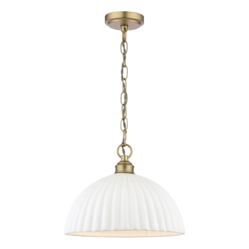 Laura Ashley Durford Large Pendant Matt Antique Brass and White • LA3756726-Q