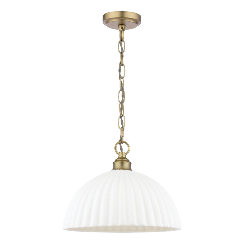 Laura Ashley Durford Large Pendant Matt Antique Brass and White • LA3756726-Q