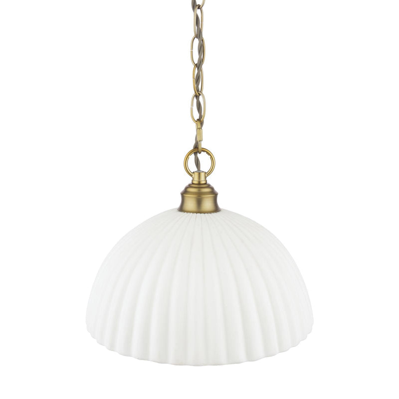 Laura Ashley Durford Large Pendant Matt Antique Brass and White • LA3756726-Q