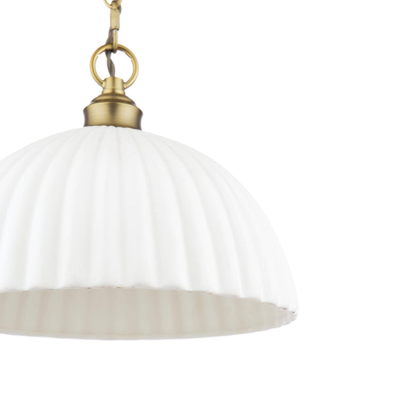 Laura Ashley Durford Large Pendant Matt Antique Brass and White • LA3756726-Q