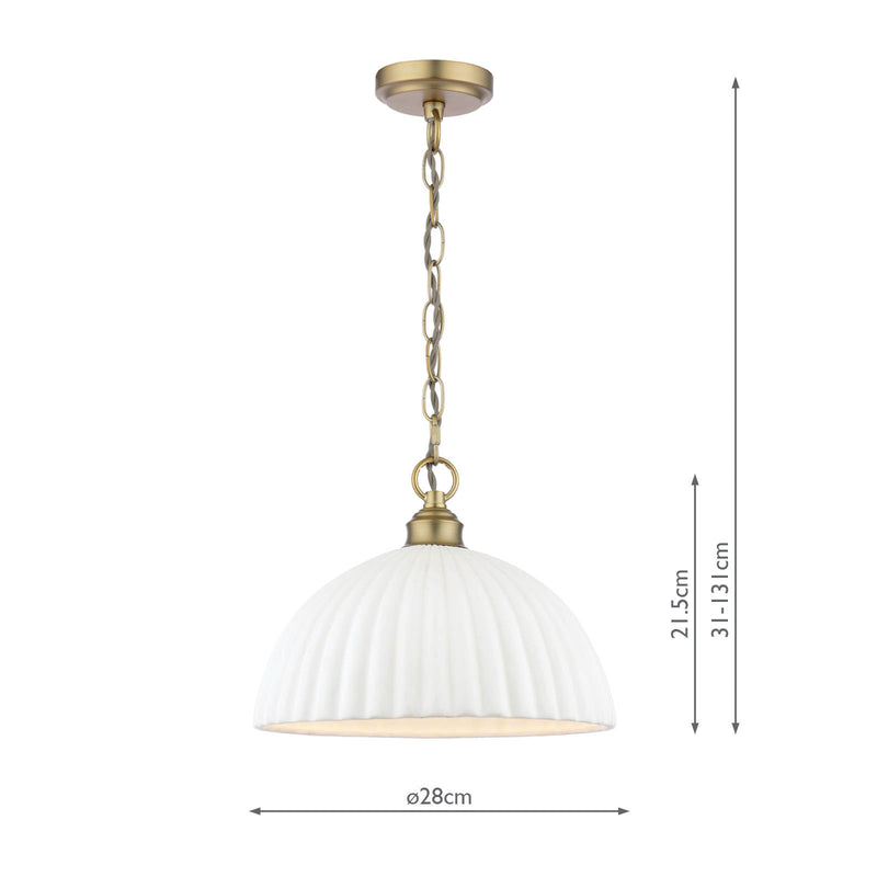 Laura Ashley Durford Large Pendant Matt Antique Brass and White • LA3756726-Q