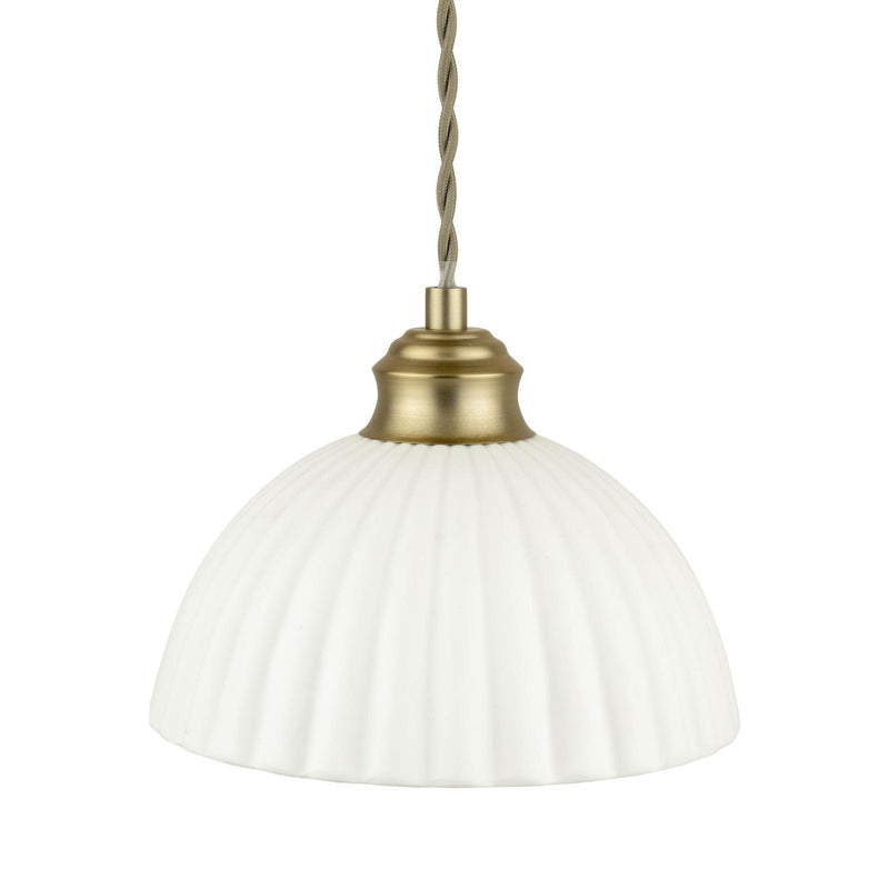 Laura Ashley Durford 3 Light Bar Pendant Matt Antique Brass and White Ceramic • LA3756727-Q