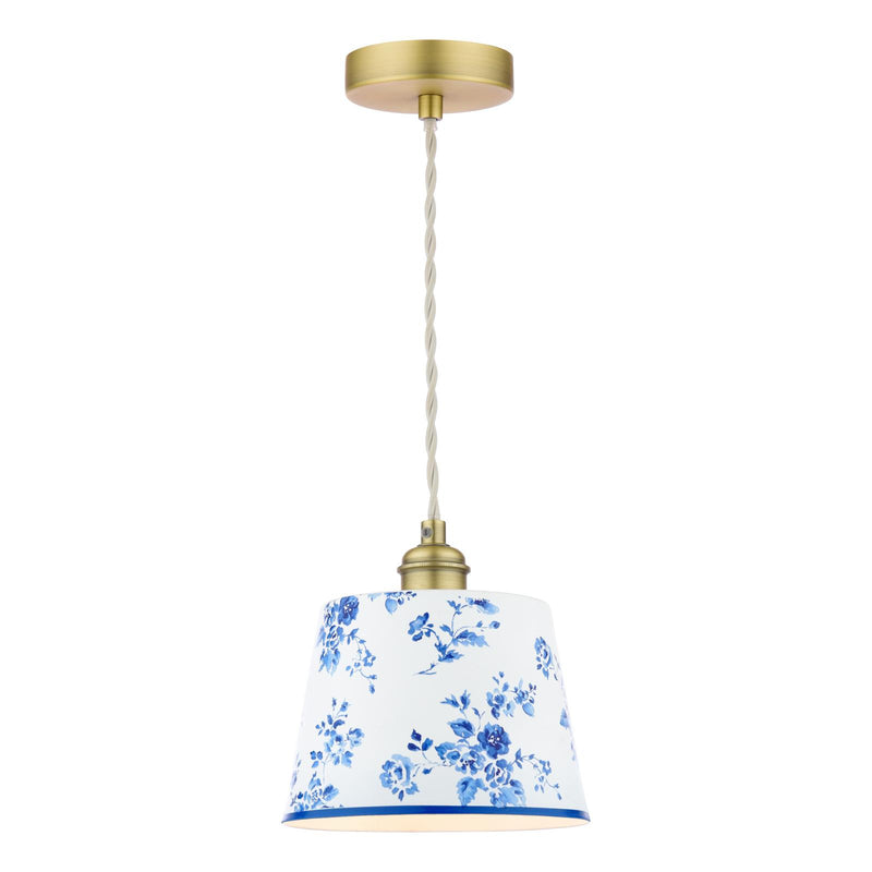Laura Ashley China Rose Pendant Matt Blue and Matt Antique Brass • LA3756728-Q