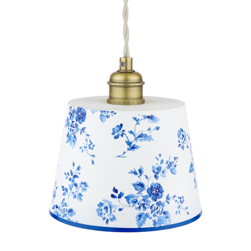 Laura Ashley China Rose Pendant Matt Blue and Matt Antique Brass • LA3756728-Q