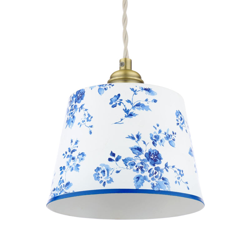 Laura Ashley China Rose Pendant Matt Blue and Matt Antique Brass • LA3756728-Q