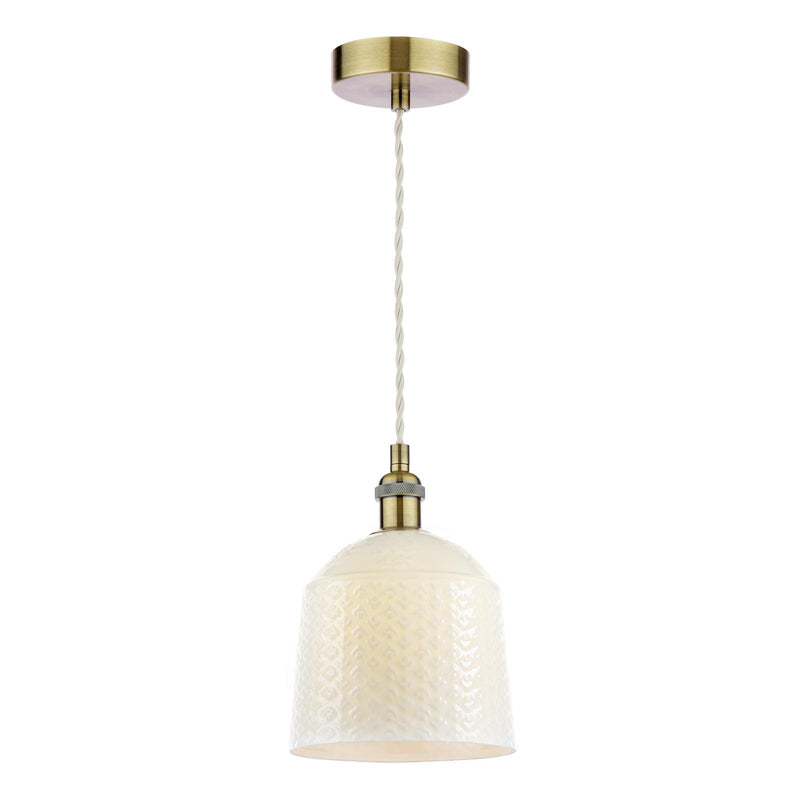 Laura Ashley Porcelain Pendant Cream and Antique Brass • LA3756729-Q