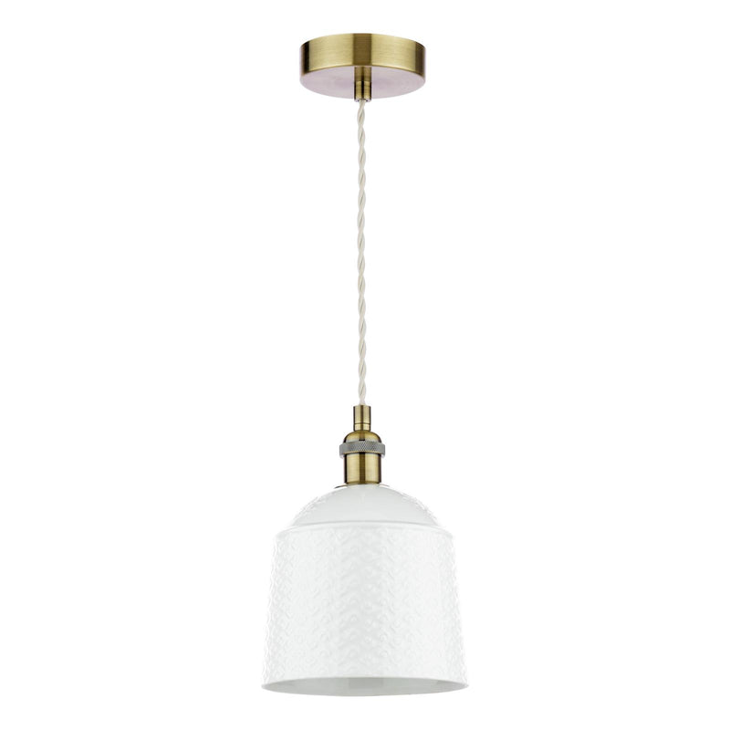 Laura Ashley Porcelain Pendant Cream and Antique Brass • LA3756729-Q