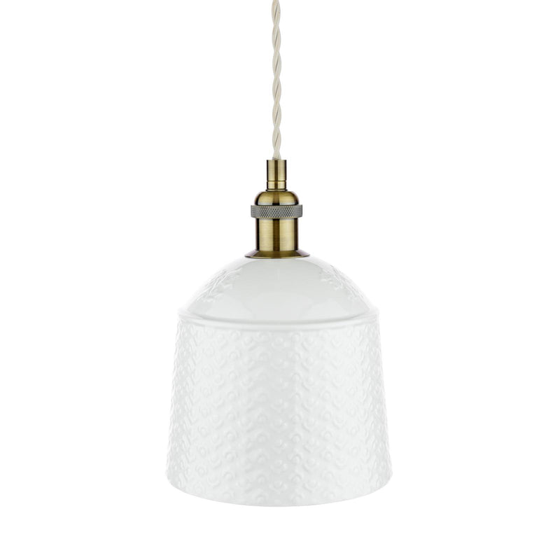 Laura Ashley Porcelain Pendant Cream and Antique Brass • LA3756729-Q