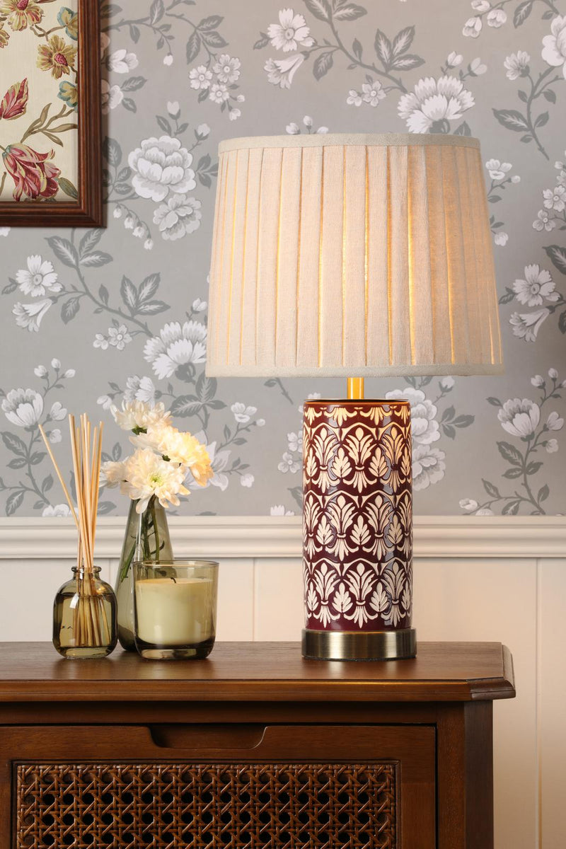 Laura Ashley Medlock Table Lamp Purple Ceramic and Antique Brass With Shade • LA3756732-Q