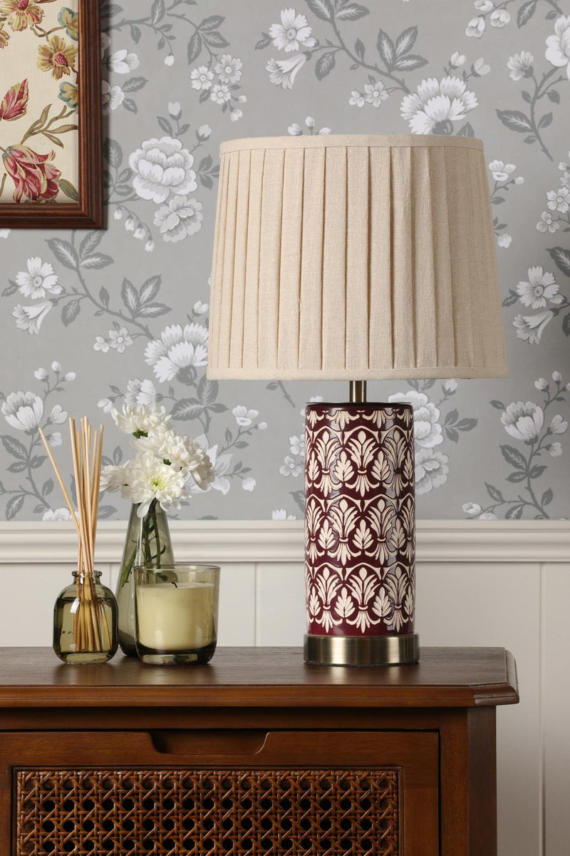Laura Ashley Medlock Table Lamp Purple Ceramic and Antique Brass With Shade • LA3756732-Q