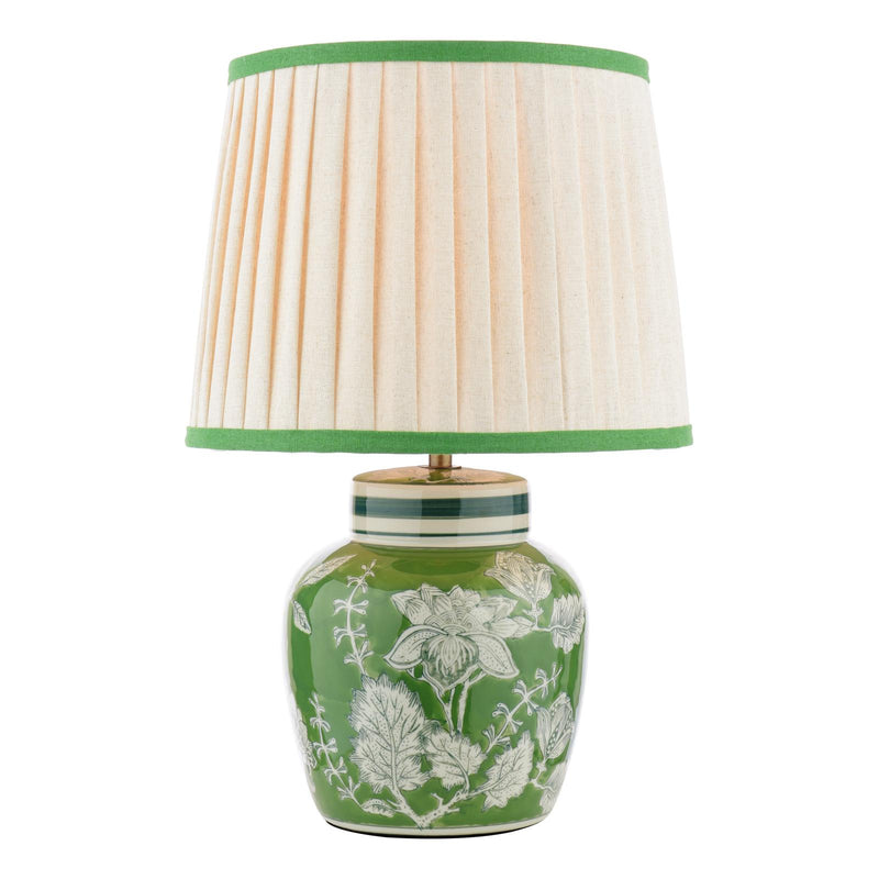 Laura Ashley Colwich Table Lamp Green Ceramic and Antique Brass With Shade • LA3756733-Q