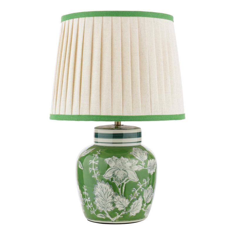 Laura Ashley Colwich Table Lamp Green Ceramic and Antique Brass With Shade • LA3756733-Q