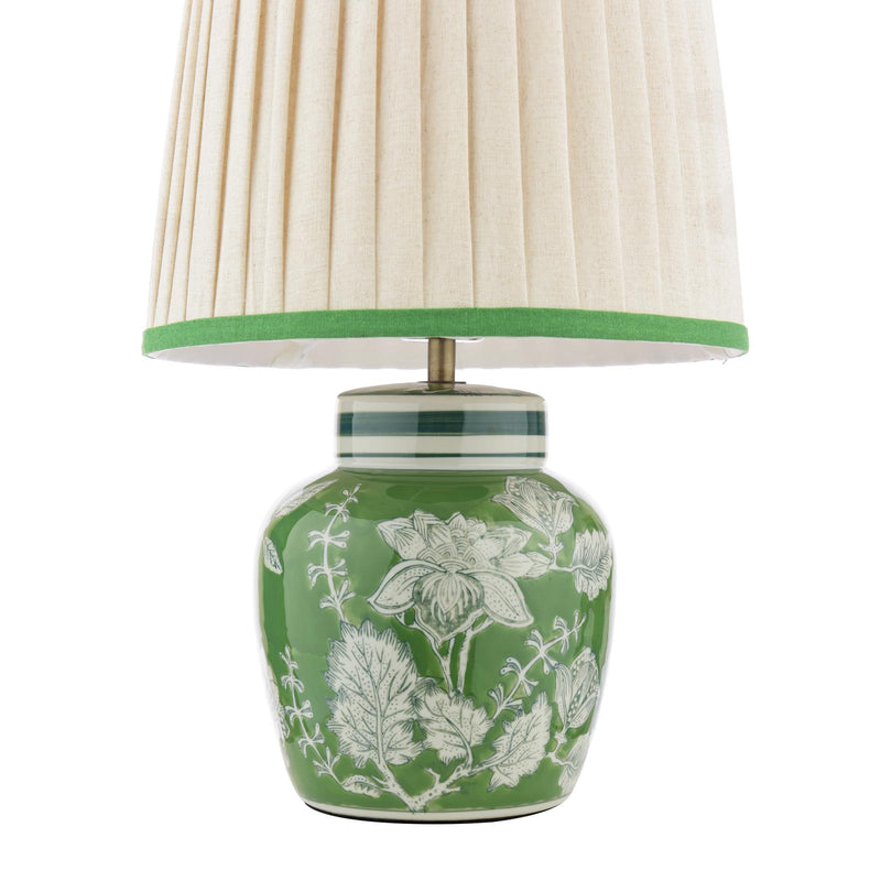 Laura Ashley Colwich Table Lamp Green Ceramic and Antique Brass With Shade • LA3756733-Q