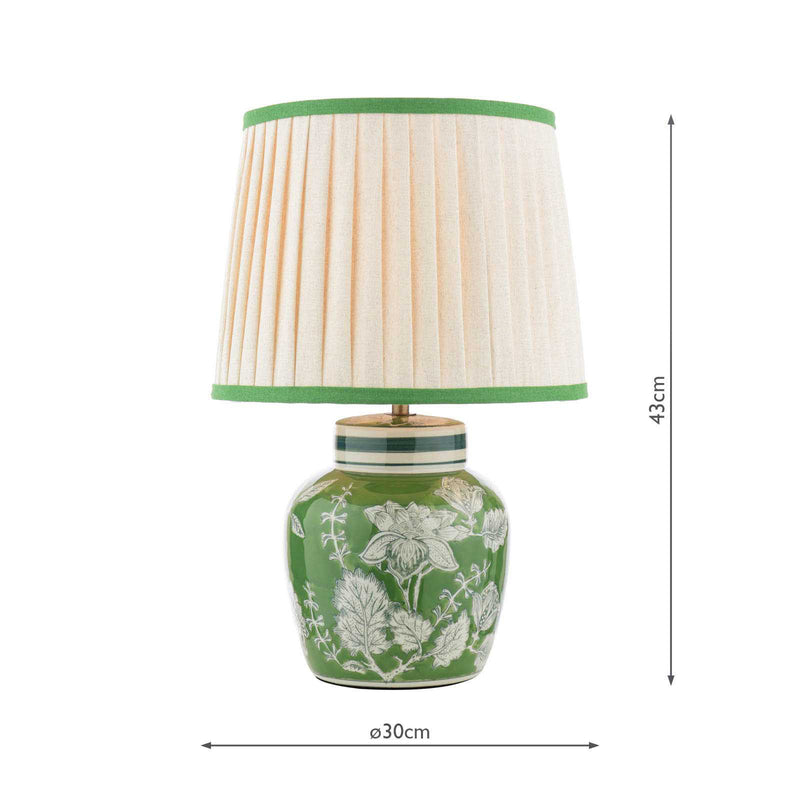 Laura Ashley Colwich Table Lamp Green Ceramic and Antique Brass With Shade • LA3756733-Q