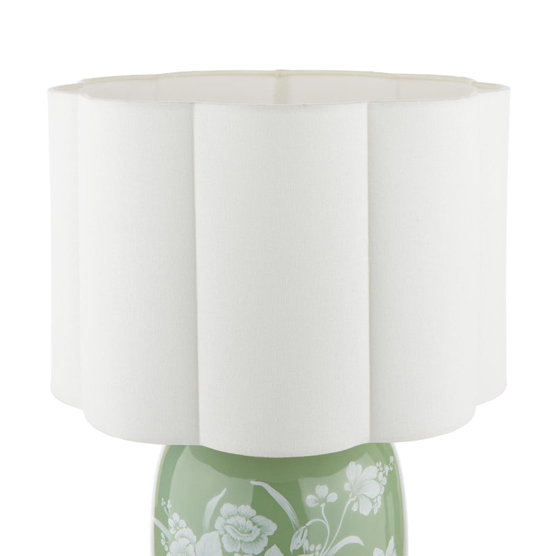 Laura Ashley Pashley Table Lamp Green Ceramic and Polished Chrome With Shade • LA3756734-Q