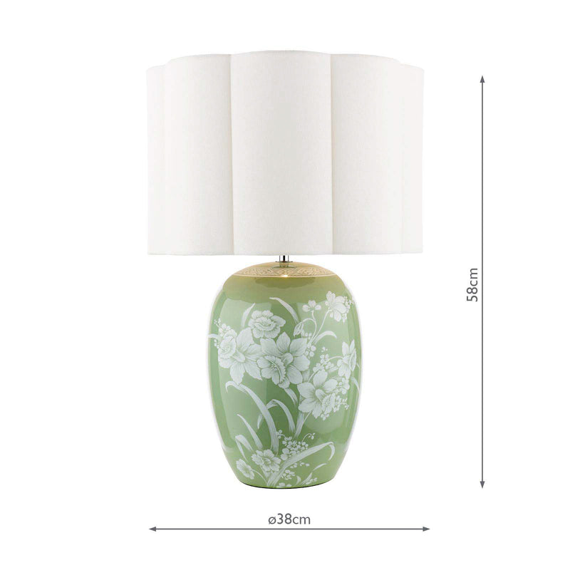 Laura Ashley Pashley Table Lamp Green Ceramic and Polished Chrome With Shade • LA3756734-Q