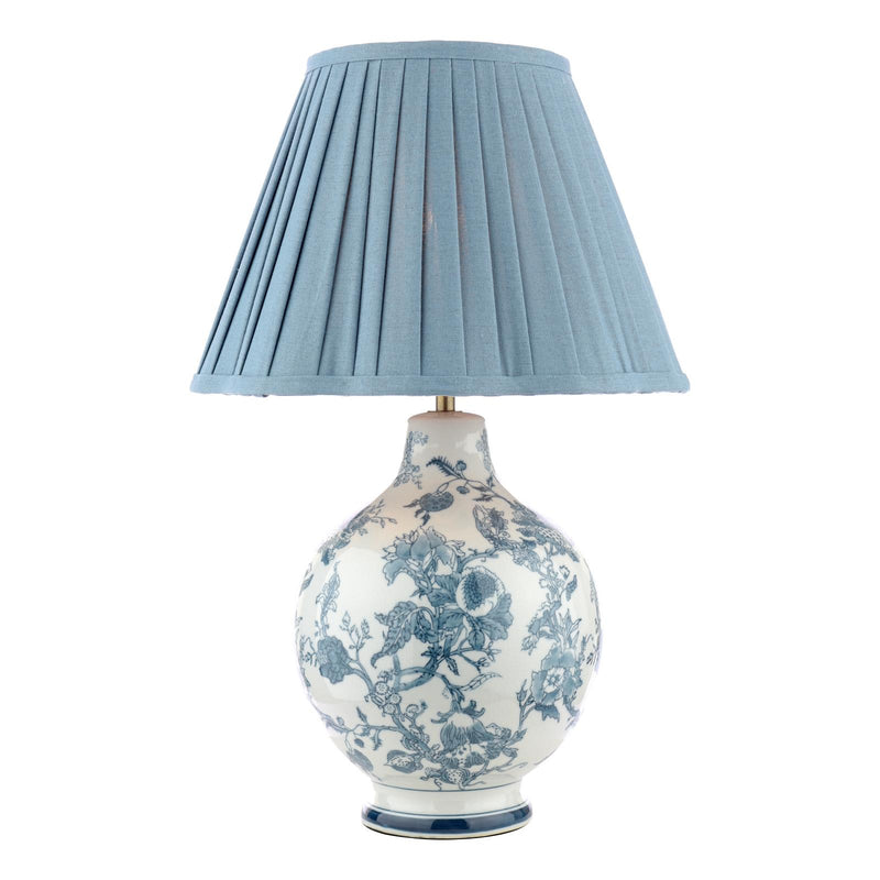 Laura Ashley Maltby Table Lamp Blue Ceramic and Antique Brass With Shade • LA3756738-Q