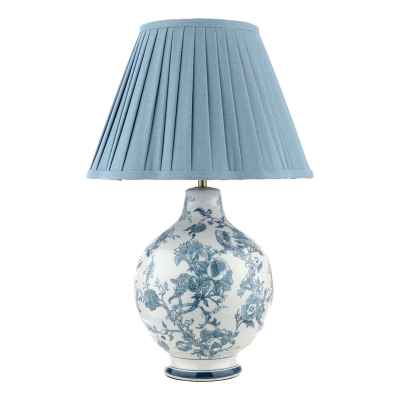 Laura Ashley Maltby Table Lamp Blue Ceramic and Antique Brass With Shade • LA3756738-Q
