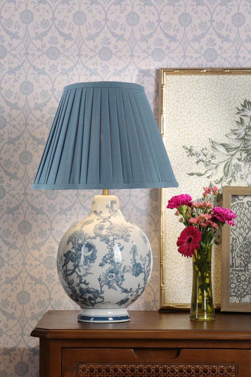 Laura Ashley Maltby Table Lamp Blue Ceramic and Antique Brass With Shade • LA3756738-Q