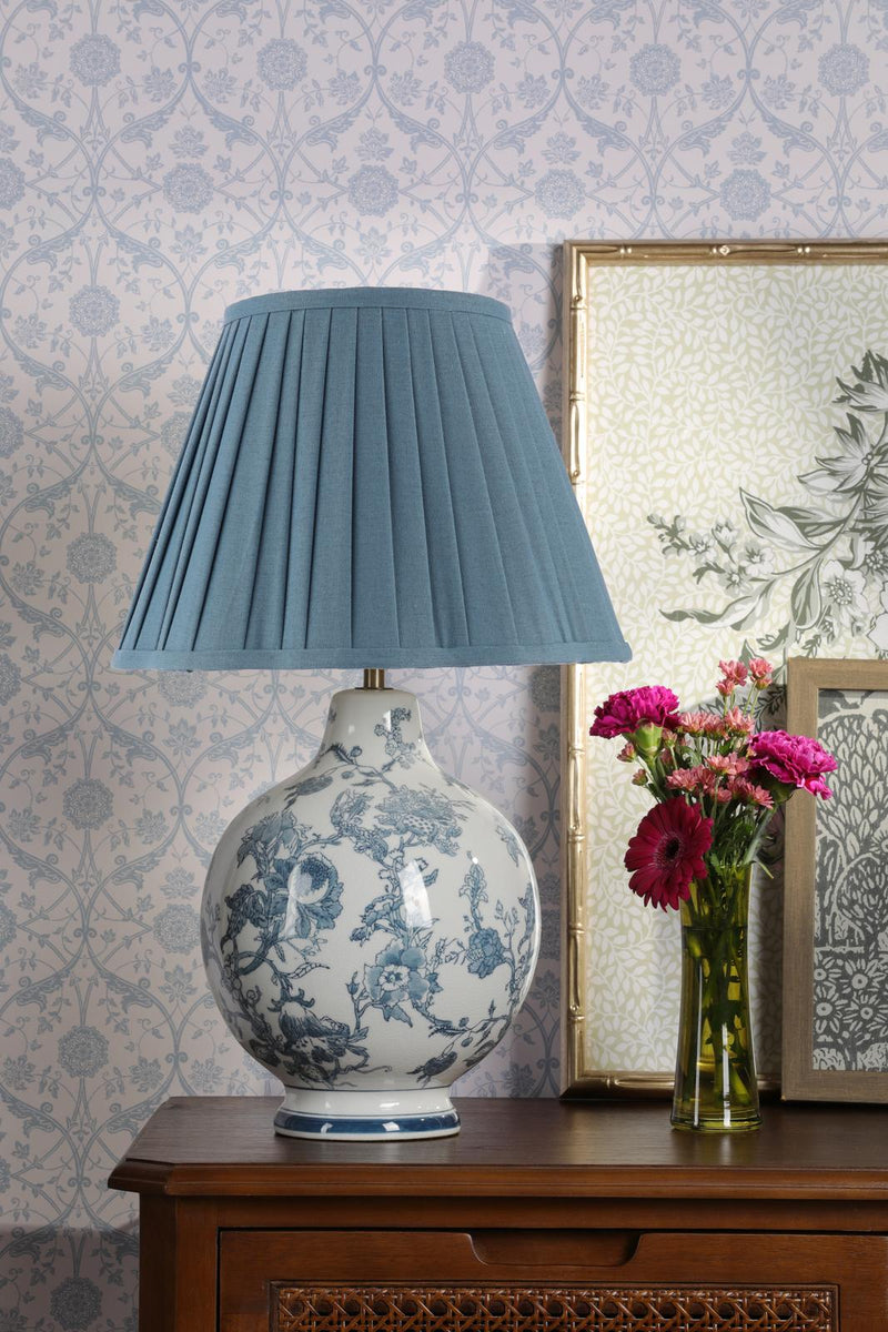 Laura Ashley Maltby Table Lamp Blue Ceramic and Antique Brass With Shade • LA3756738-Q