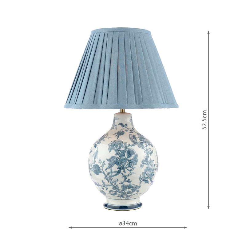 Laura Ashley Maltby Table Lamp Blue Ceramic and Antique Brass With Shade • LA3756738-Q