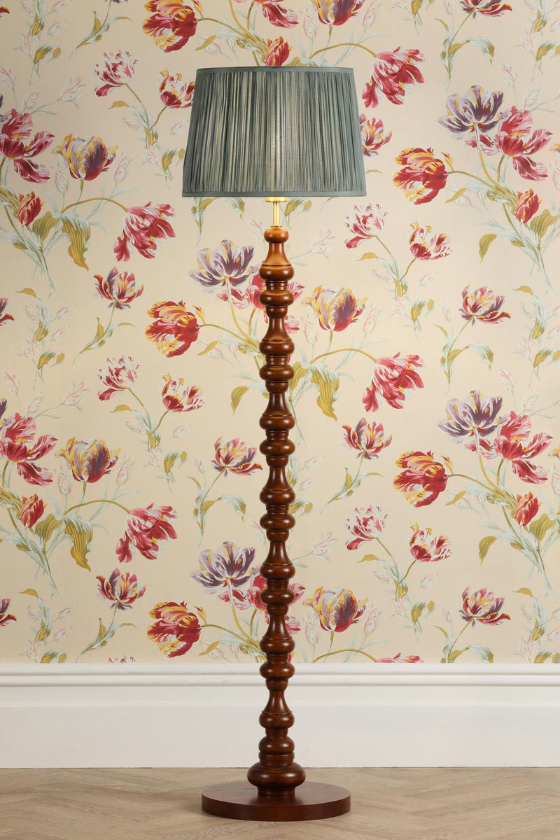 Laura Ashley Millbrook Floor Lamp Dark Wood and Industrial Brass Base Only • LA3756744-Q