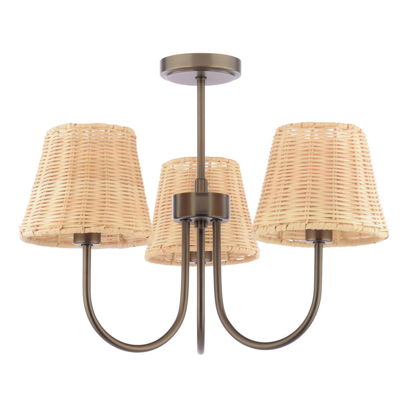 Laura Ashley Hasfield 3 Light Semi-Flush Satin Bronze With Shade • LA3756746-Q