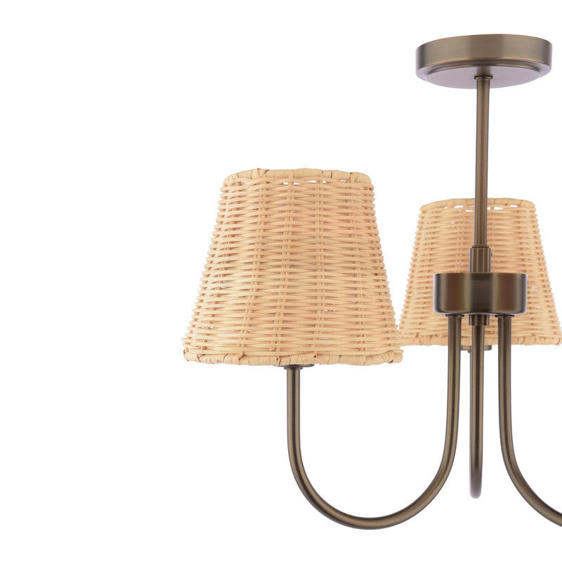 Laura Ashley Hasfield 3 Light Semi-Flush Satin Bronze With Shade • LA3756746-Q