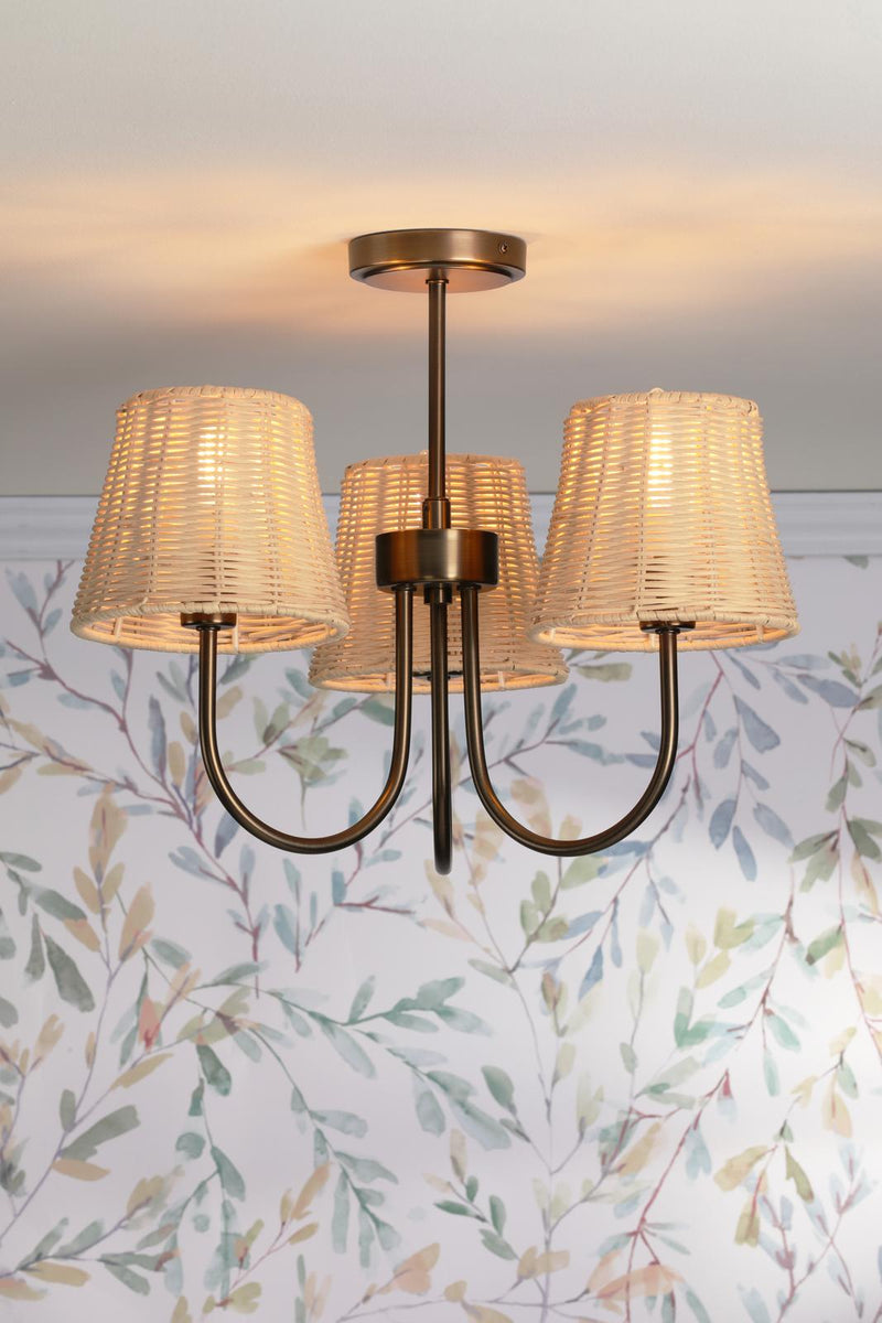 Laura Ashley Hasfield 3 Light Semi-Flush Satin Bronze With Shade • LA3756746-Q