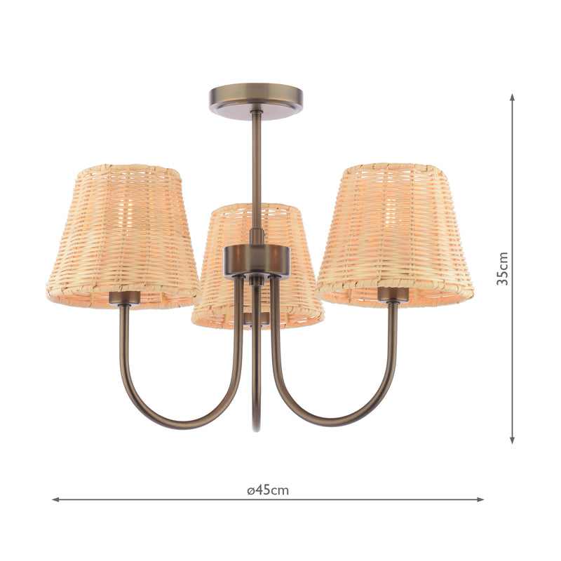Laura Ashley Hasfield 3 Light Semi-Flush Satin Bronze With Shade • LA3756746-Q