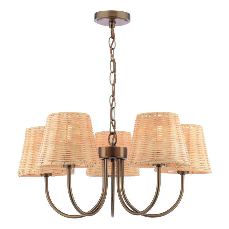 Laura Ashley Hasfield 5 Light Pendant Satin Bronze With Shade • LA3756747-Q