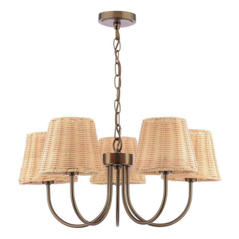 Laura Ashley Hasfield 5 Light Pendant Satin Bronze With Shade • LA3756747-Q