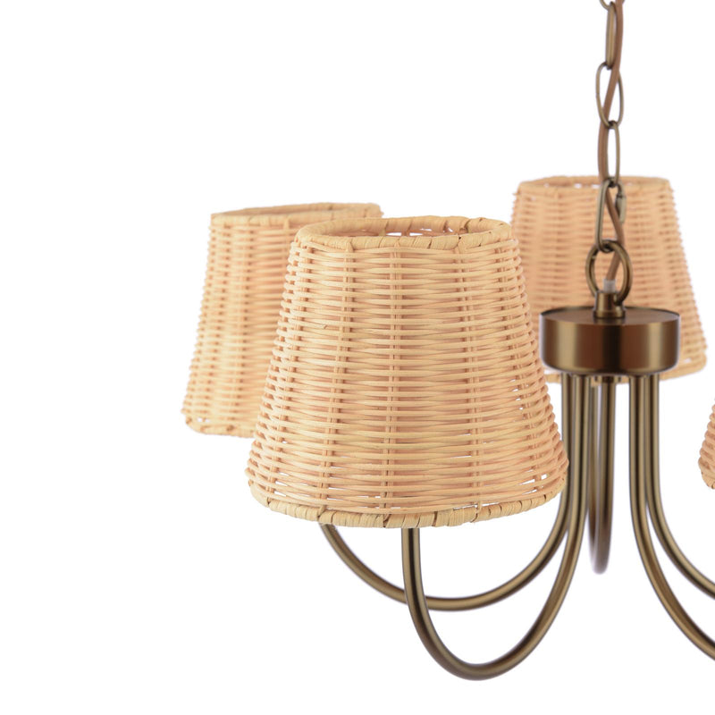 Laura Ashley Hasfield 5 Light Pendant Satin Bronze With Shade • LA3756747-Q