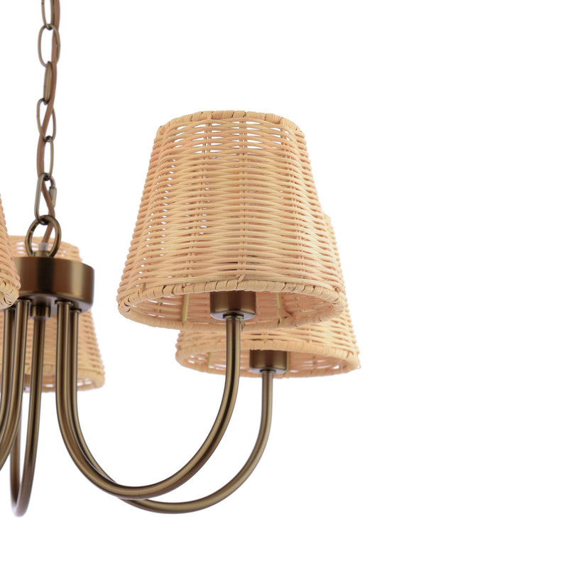 Laura Ashley Hasfield 5 Light Pendant Satin Bronze With Shade • LA3756747-Q