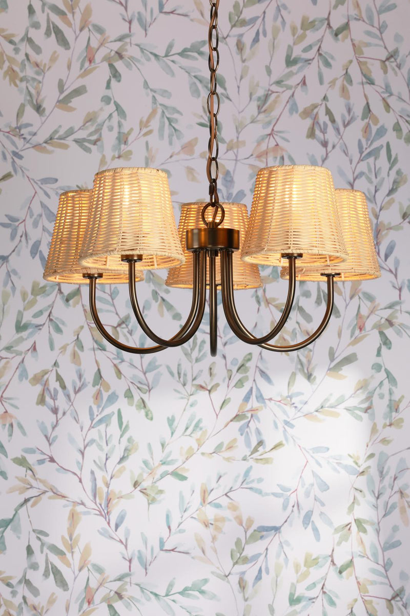 Laura Ashley Hasfield 5 Light Pendant Satin Bronze With Shade • LA3756747-Q