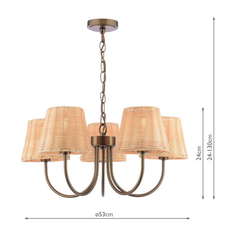 Laura Ashley Hasfield 5 Light Pendant Satin Bronze With Shade • LA3756747-Q