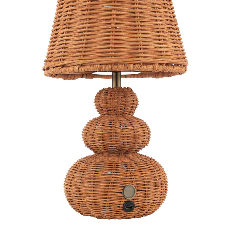 Laura Ashley Hasfield Rechargeable Table Lamp Natural Rattan With Shade LED • LA3756748-Q
