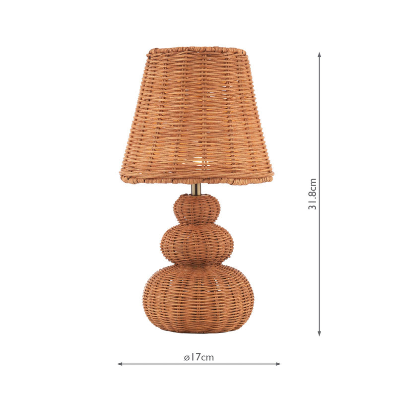Laura Ashley Hasfield Rechargeable Table Lamp Natural Rattan With Shade LED • LA3756748-Q